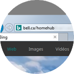 Entrez ce qui suit dans la barre d’adresse : Si vous êtes connecté à Internet, entrez « bell.ca/monmodem ». Sinon, entrez « 192.168.2.1 ».
